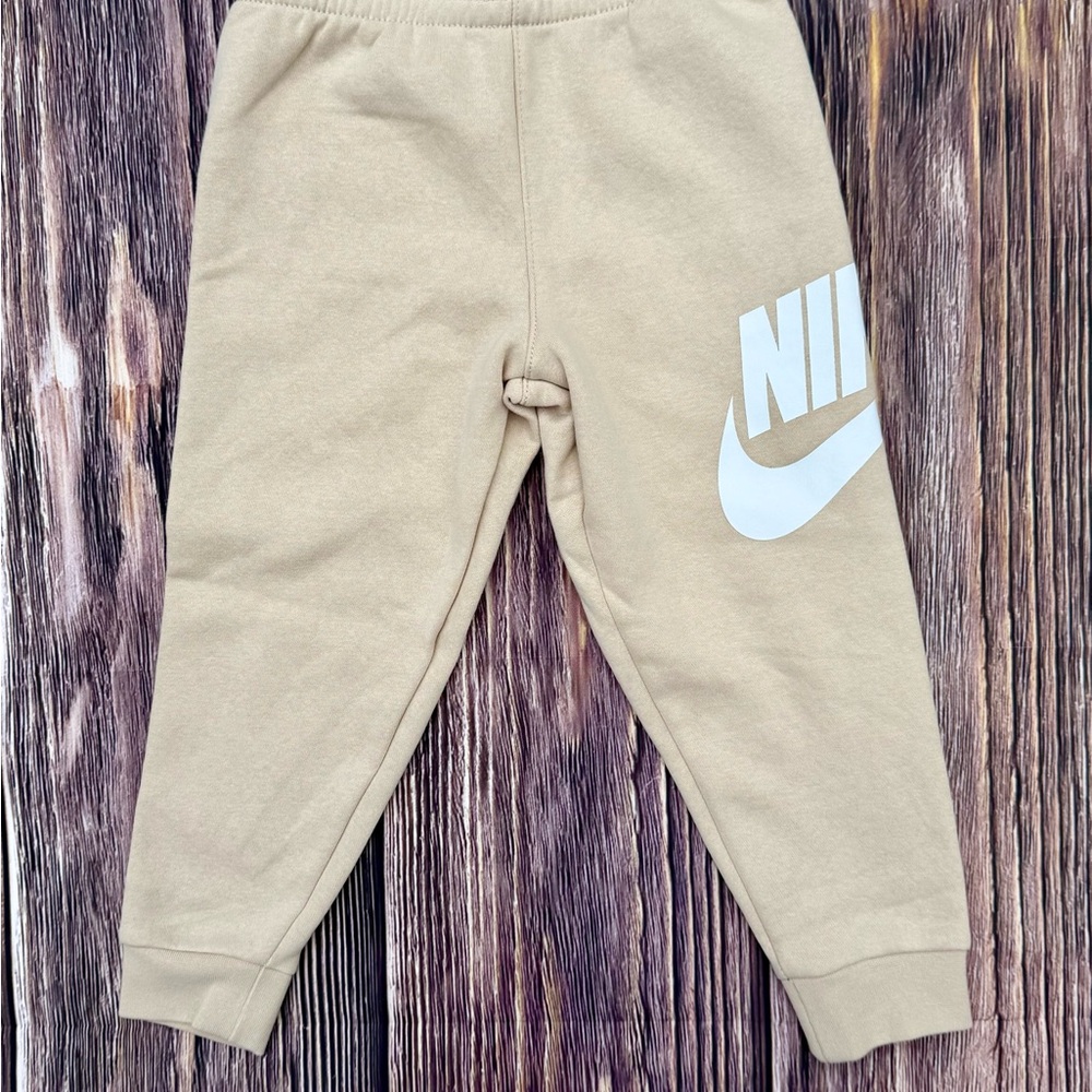 Nike Kids Tan Sweatpants with White Swoosh Logo